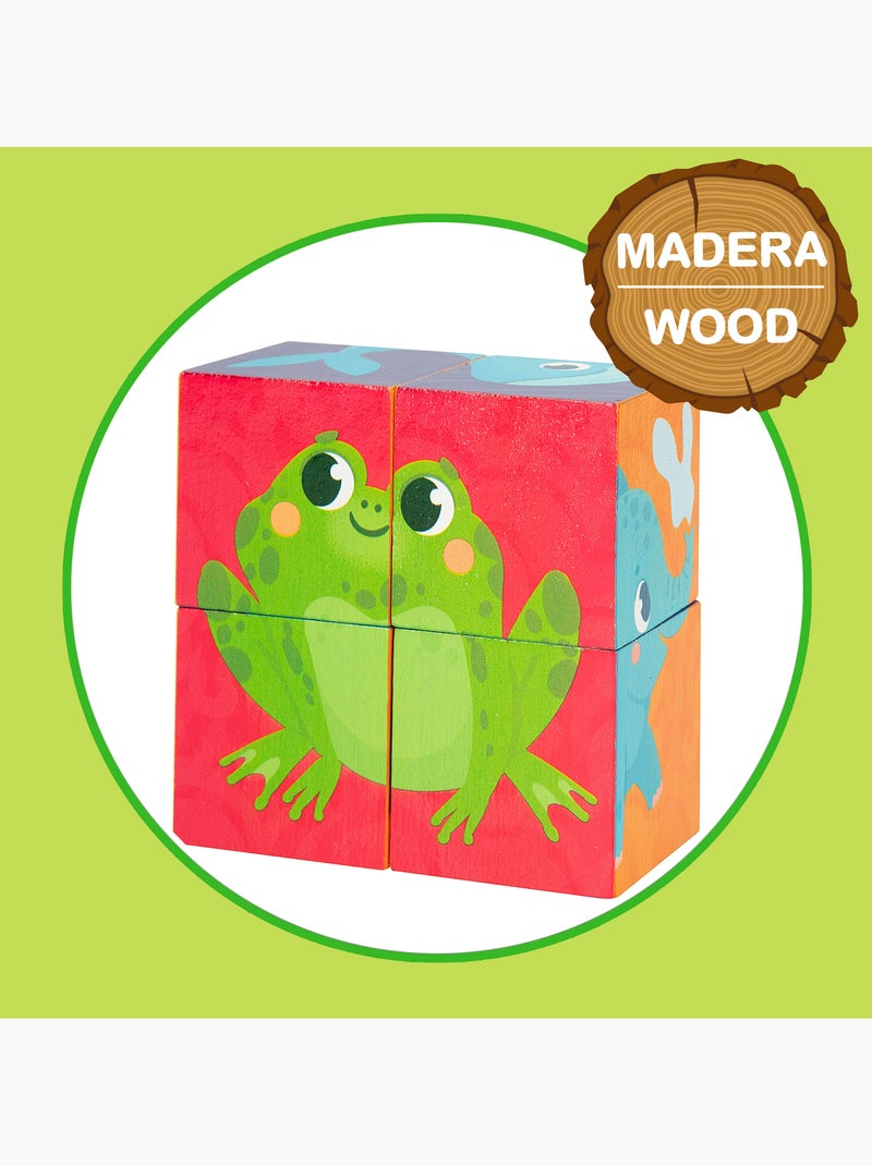 Montessori lisciani 6 puzzles animales 4 piezas c/4 cubos madera Verde - Kiabi