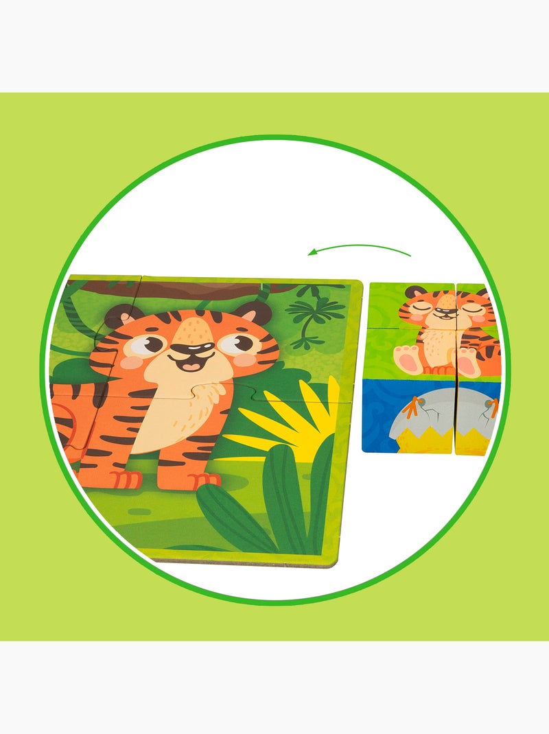 Montessori lisciani 6 puzzles animales 4 piezas c/4 cubos madera Verde - Kiabi