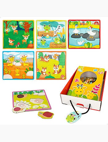 Montessori lisciani 6 puzzles para encajar piezas de animales