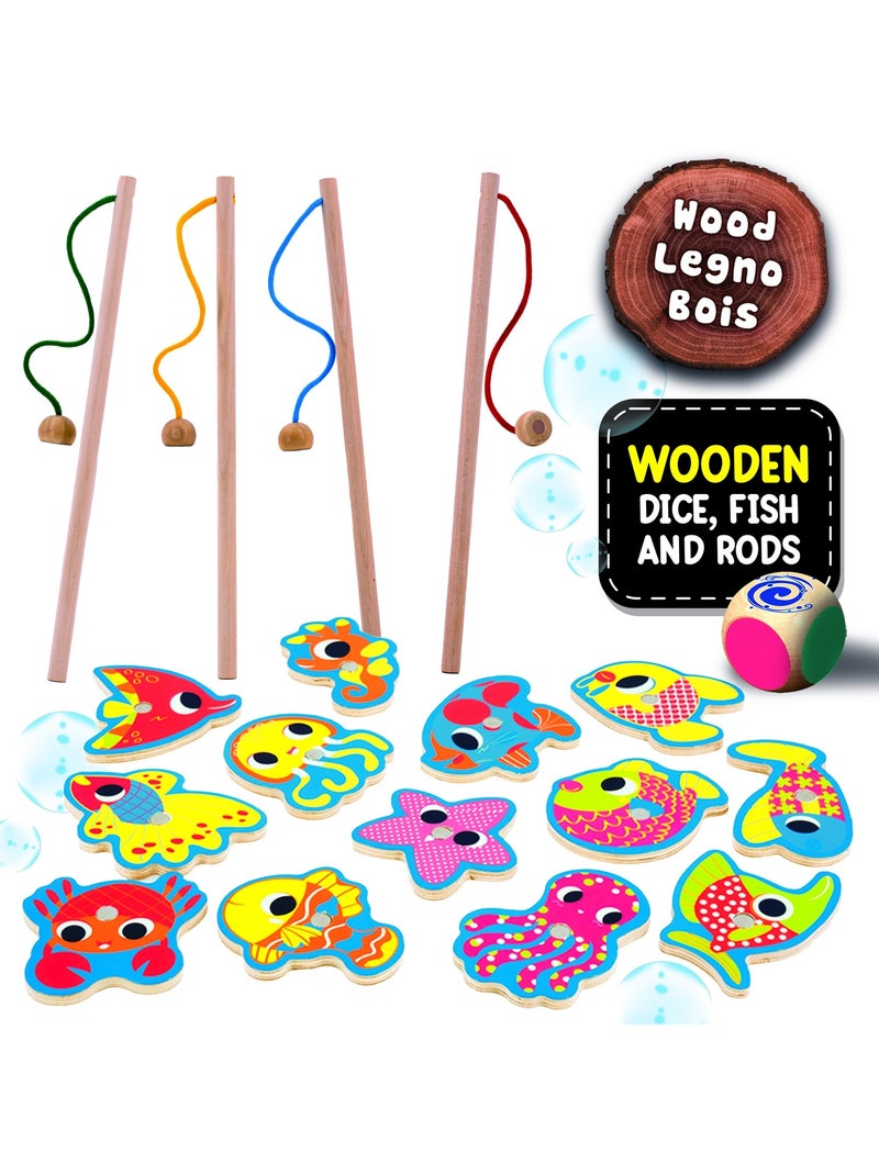 Montessori lisciani juego de pesca magnético de madera 32 piezas Azul - Kiabi