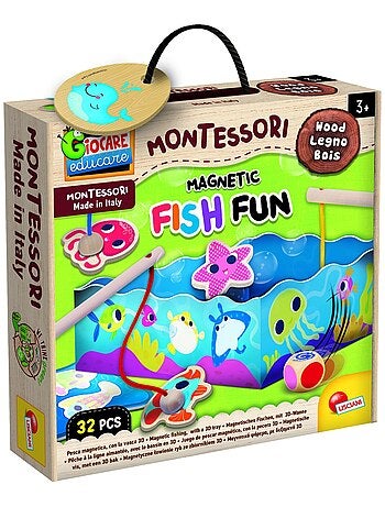 Montessori lisciani juego de pesca magnético de madera 32 piezas
