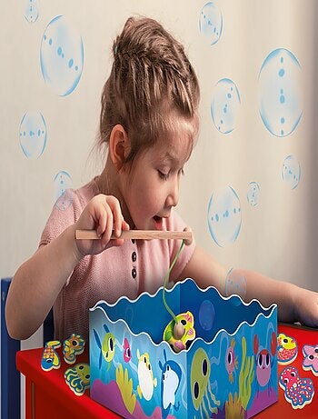 Montessori lisciani juego de pesca magnético de madera 32 piezas