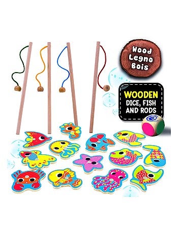 Montessori lisciani juego de pesca magnético de madera 32 piezas