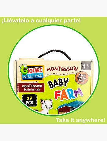 Montessori lisciani puzzle granja 12 piezas c/5 animales madera y 5 casas 3d