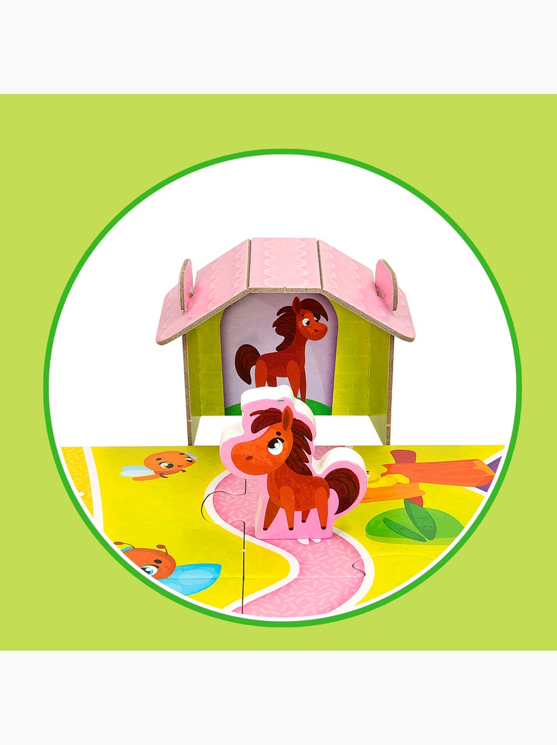Montessori lisciani puzzle granja 12 piezas c/5 animales madera y 5 casas 3d N/D - Kiabi