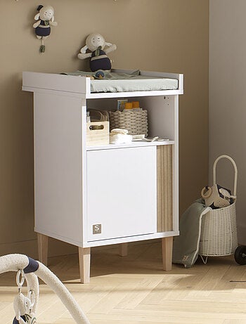 Mueble cambiador con detalle de imitación de madera texturizada y patas de - SAUTHON