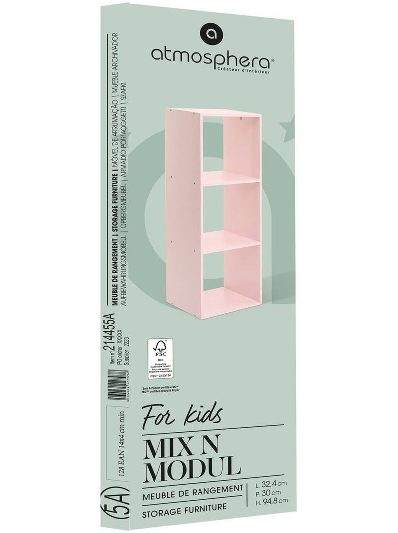 Mueble de almacenamiento modular de 3 compartimentos Rosa - Kiabi