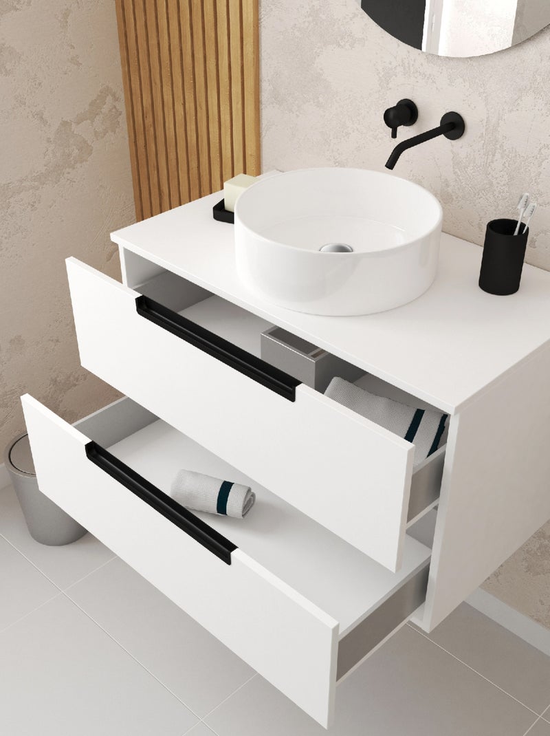Mueble de baño con 2 cajones y 1 lavabo redondo Blanco - Kiabi