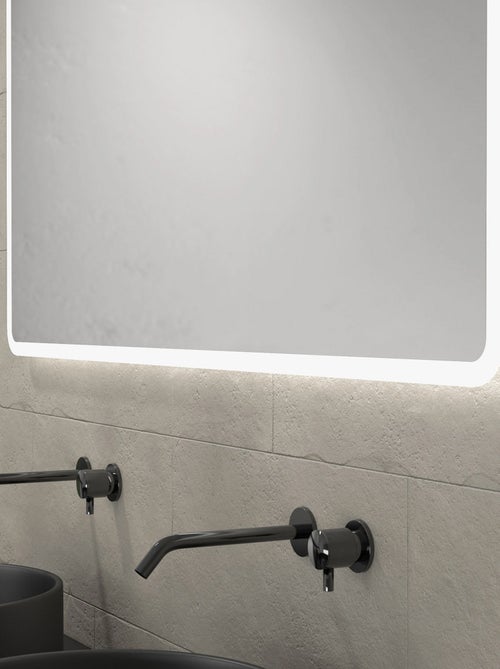 Mueble de baño con 2 lavabos redondos y 1 espejo rectangular LED - Kiabi
