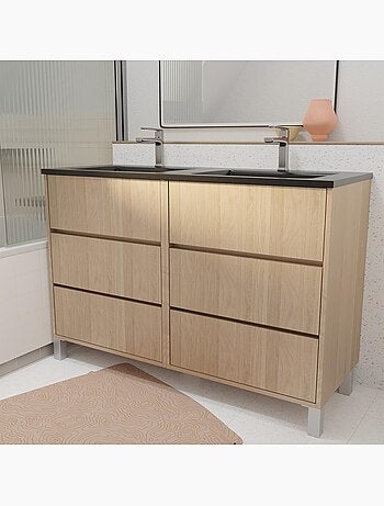 Mueble de baño con doble lavabo y 6 cajones