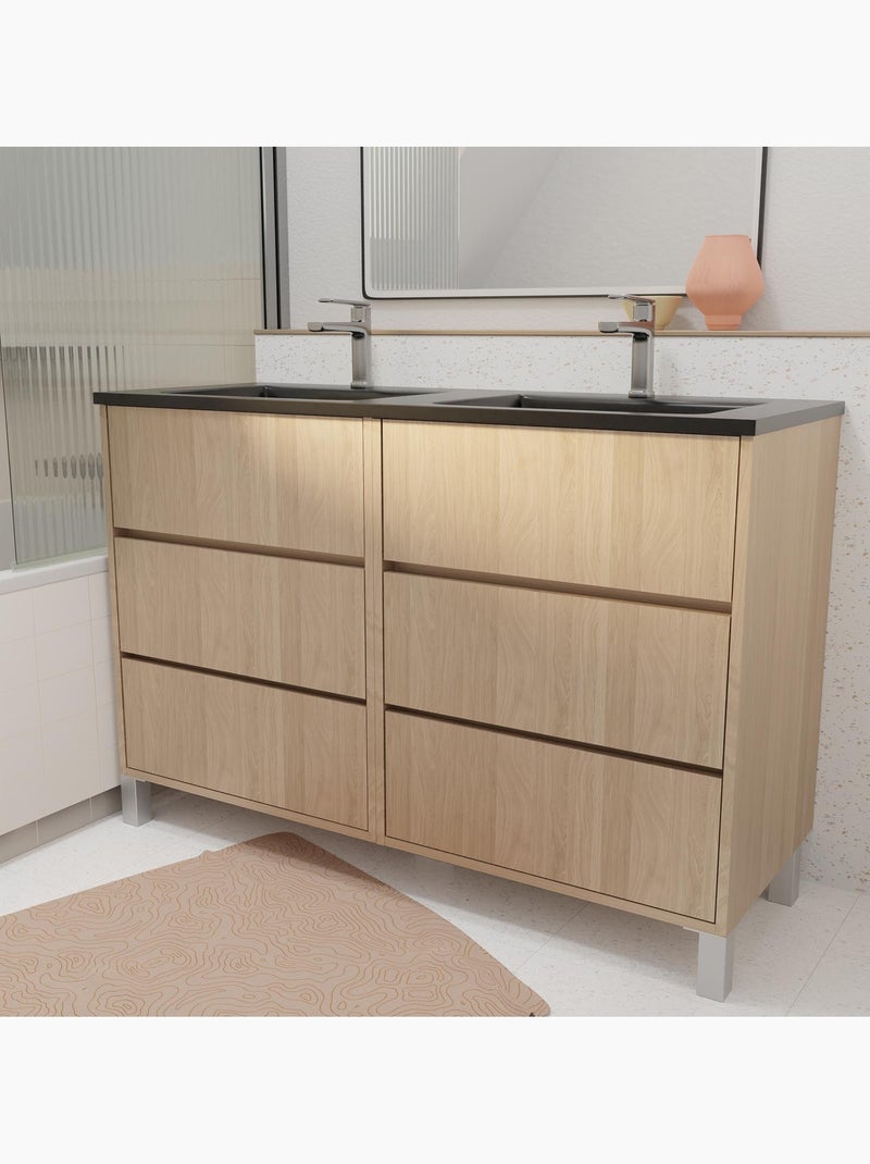 Mueble de baño con doble lavabo y 6 cajones Negro - Kiabi