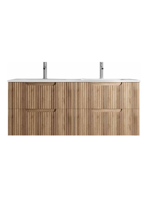 Mueble de lavabo doble con frente ondulado y amplio espacio de almacenamiento - Kiabi Mueble de lavabo doble con frente ondulado y amplio espacio de almacenamiento - Kiabi