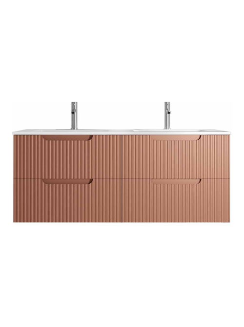 Mueble de lavabo doble con frente ondulado y amplio espacio de almacenamiento - Kiabi Mueble de lavabo doble con frente ondulado y amplio espacio de almacenamiento - Kiabi