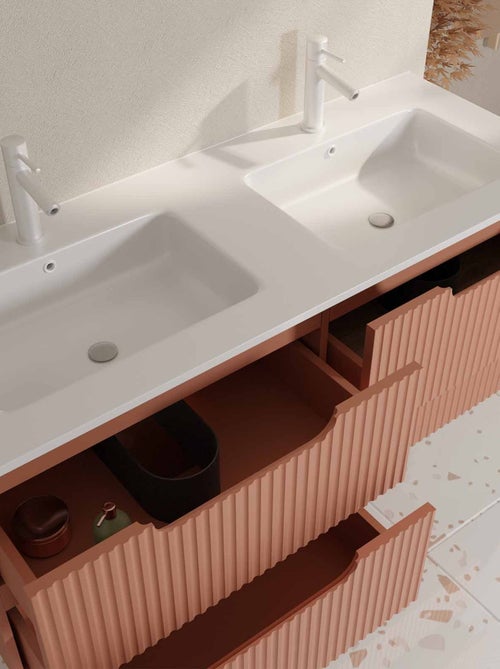 Mueble de lavabo doble con frente ondulado y amplio espacio de almacenamiento - Kiabi Mueble de lavabo doble con frente ondulado y amplio espacio de almacenamiento - Kiabi