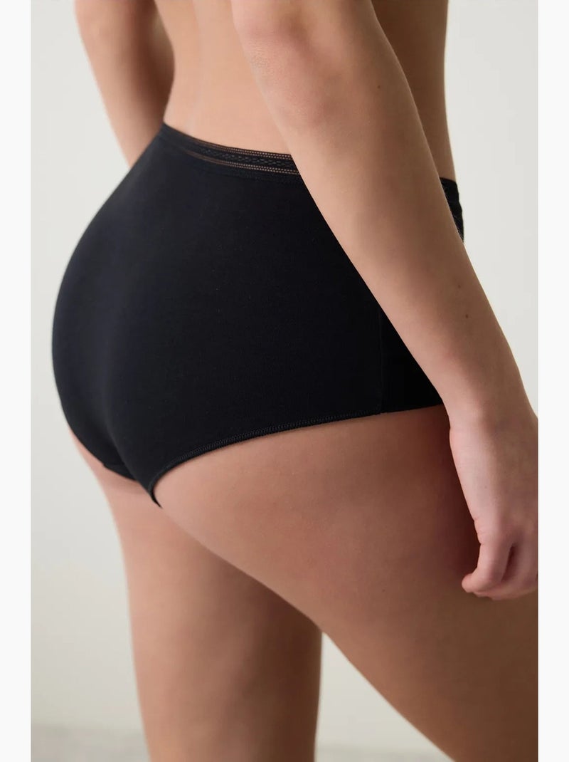 Mujer easy trim de tiro alto en algodón penti Negro - Kiabi