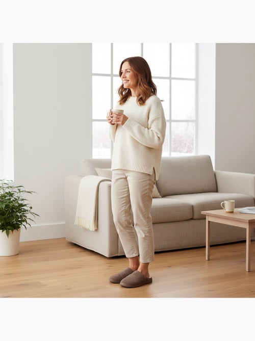 Mulas mujer ozabi, ante acolchado efecto plumífero, forro peluche - Kiabi Mulas mujer ozabi, ante acolchado efecto plumífero, forro peluche - Kiabi