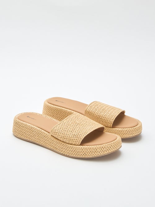 Mule con cuña imitación paja - Kiabi