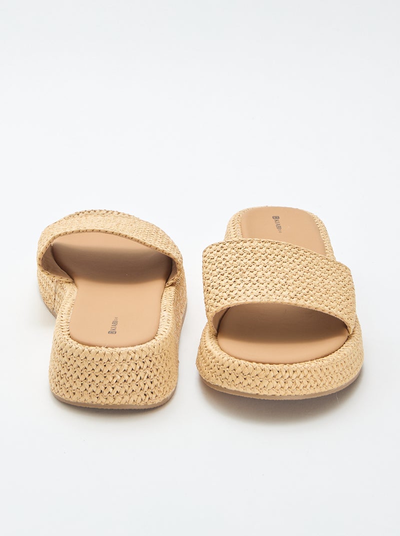 Mule con cuña imitación paja Beige - Kiabi
