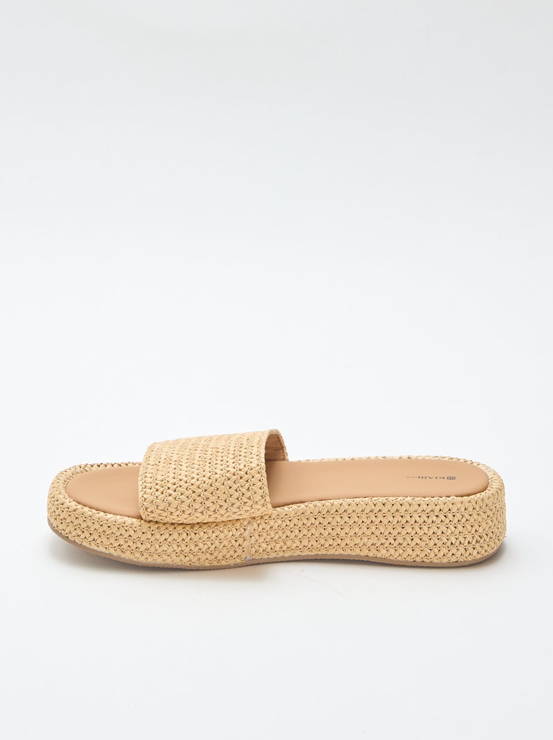 Mule con cuña imitación paja Beige - Kiabi