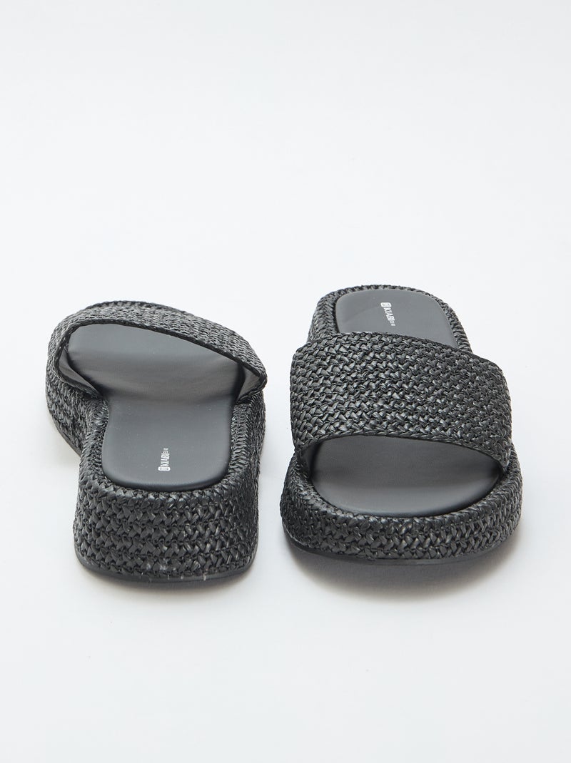 Mule con cuña imitación paja Negro - Kiabi