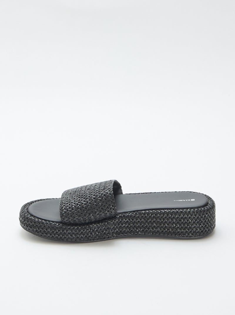 Mule con cuña imitación paja Negro - Kiabi