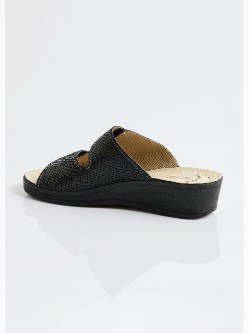 Mules anchos de piel con velcro - afibel - Kiabi