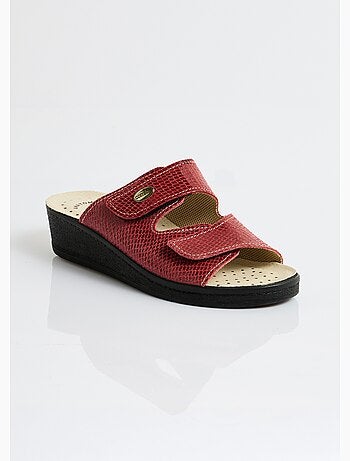 Mules anchos de piel con velcro - Afibel