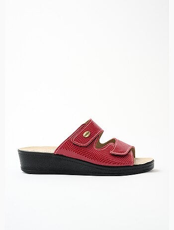 Mules anchos de piel con velcro - Afibel