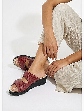 Mules anchos de piel con velcro - Afibel