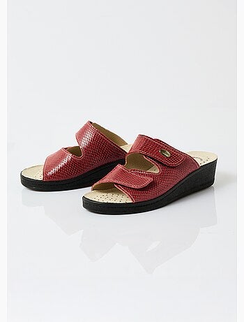Mules anchos de piel con velcro - Afibel