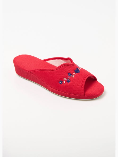 Mules anchos y cómodos bordados con tacón de cuña cubierto - Afibel - Kiabi