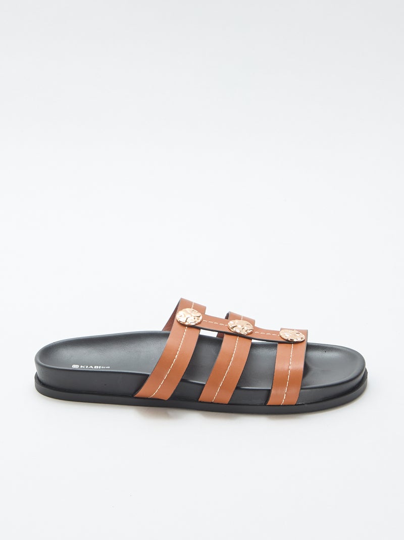 Mules con botones dorados de fantasía Marron - Kiabi