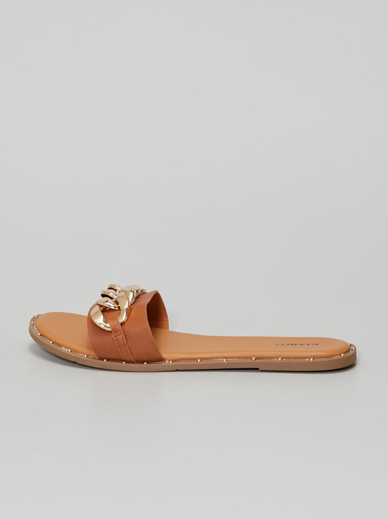 Mules con cadenas doradas MARRON - Kiabi