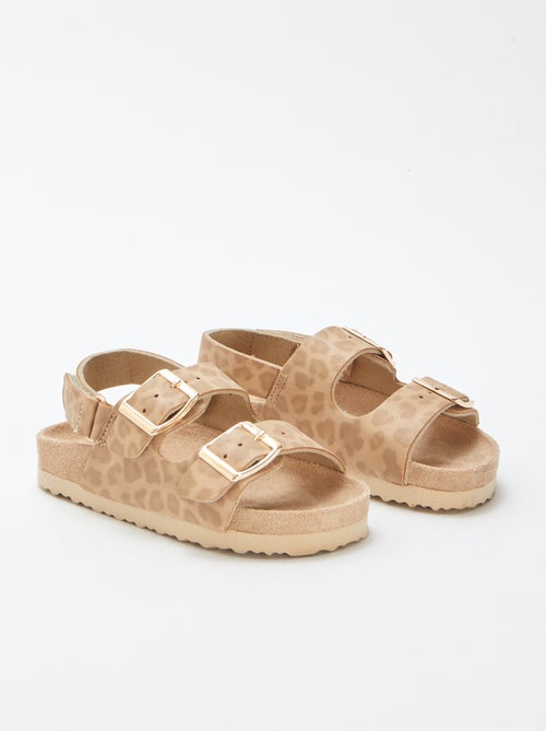 Mules con doble tira con motivo de leopardo - Kiabi