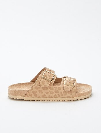 Mules con doble tira con motivo de leopardo