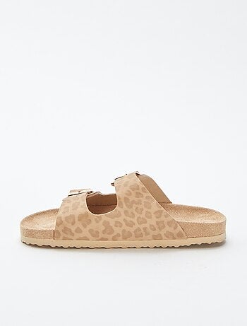 Mules con doble tira con motivo de leopardo