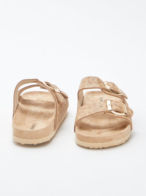 Mules con doble tira con motivo de leopardo - Kiabi