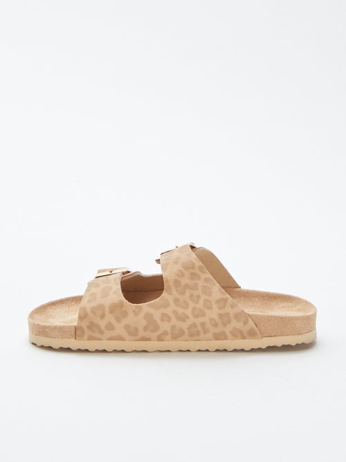 Mules con doble tira con motivo de leopardo - Kiabi