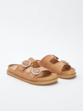 Mules con doble tira con strass