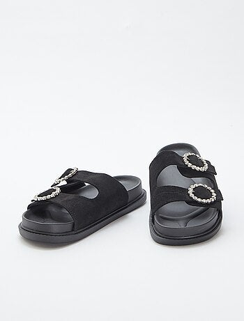 Mules con doble tira con strass