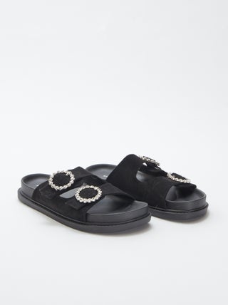 Mules con doble tira con strass
