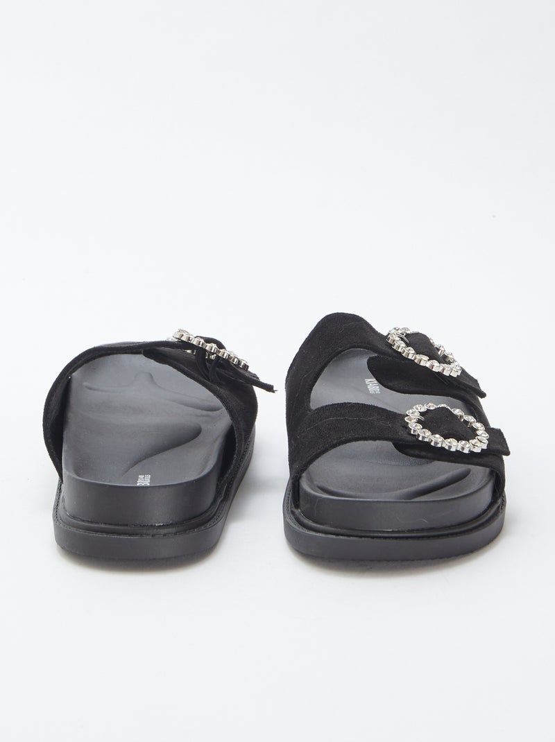Mules con doble tira con strass NEGRO - Kiabi
