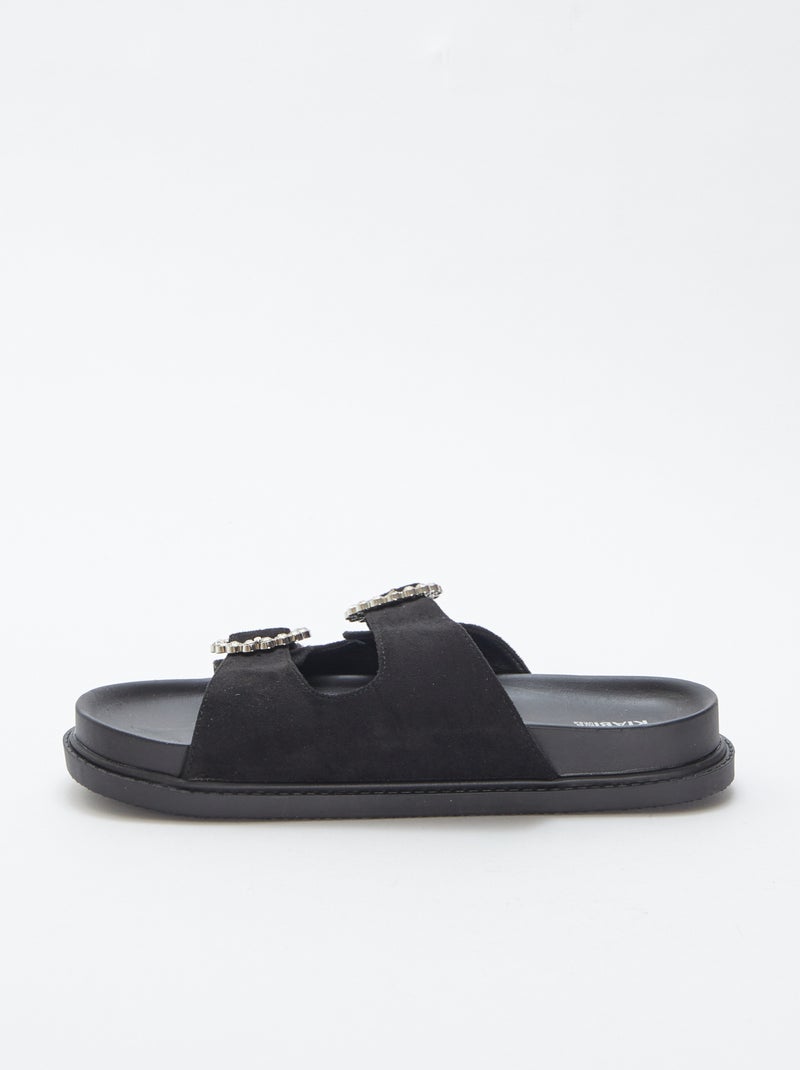Mules con doble tira con strass NEGRO - Kiabi