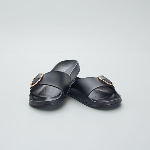 Mules con hebilla Mujer talla 34 a 48 - negro - Kiabi - 8,00€