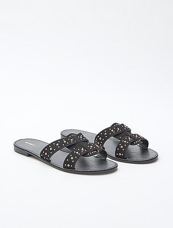 Mules con tira de macramé brillante