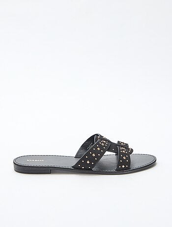 Mules con tira de macramé brillante