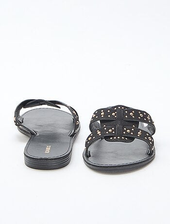 Mules con tira de macramé brillante