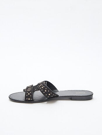 Mules con tira de macramé brillante