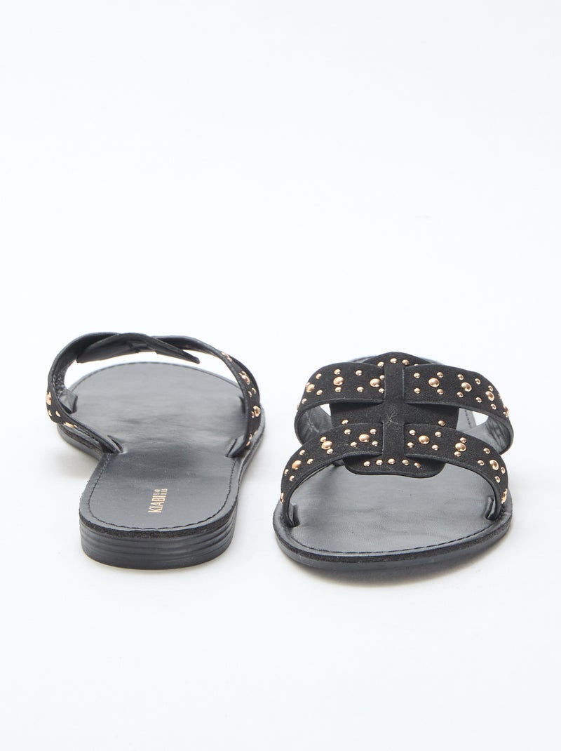 Mules con tira de macramé brillante Negro - Kiabi
