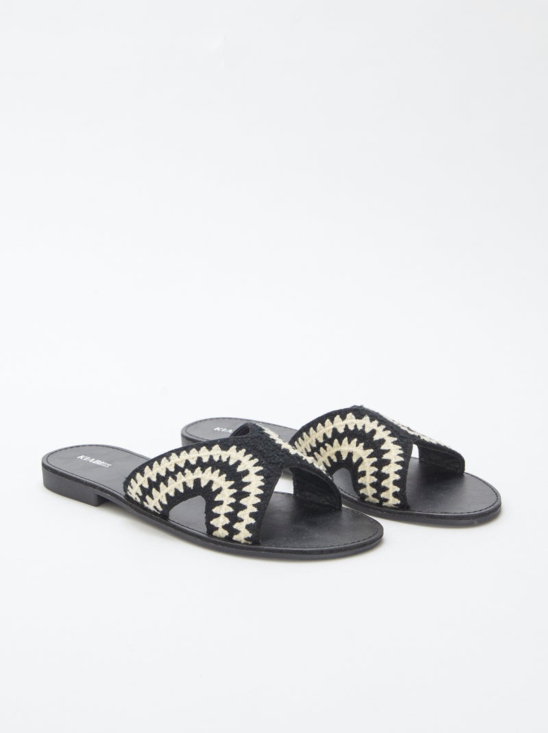 Mules con tira de macramé NEGRO - Kiabi